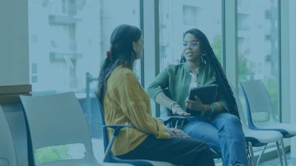 Two women talking