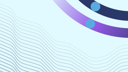 abstract wavy blue lines with two purple half circle in upper right