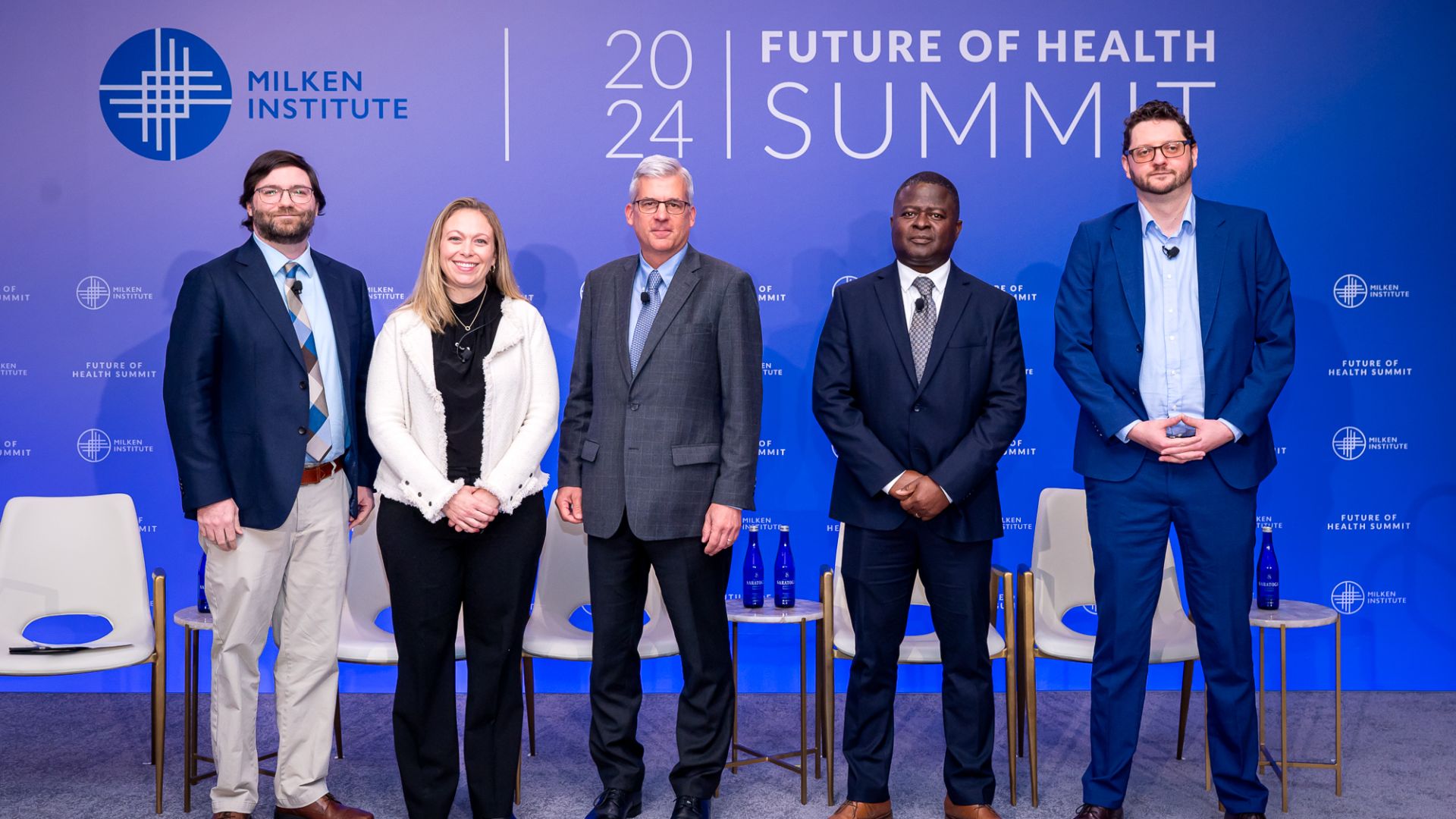 Panelists (left to right): Conor Hale (moderator), Fierce Medtech; Colleen Campbell, National Society of Genetic Counselors; Lon Cardon, the Jackson Laboratory; Bernard Krabi-Addo, Howard University College of Medicine; Benjamin Neale, Broad Institute.