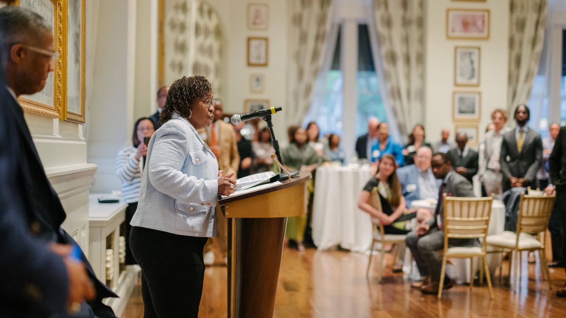 DeAngela Burns-Wallace, EdD, speaks at the 2024 Graduation Reception