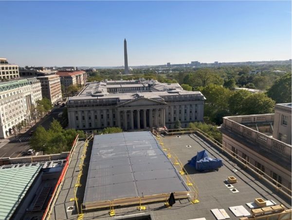 Treasury building and Washington Monument