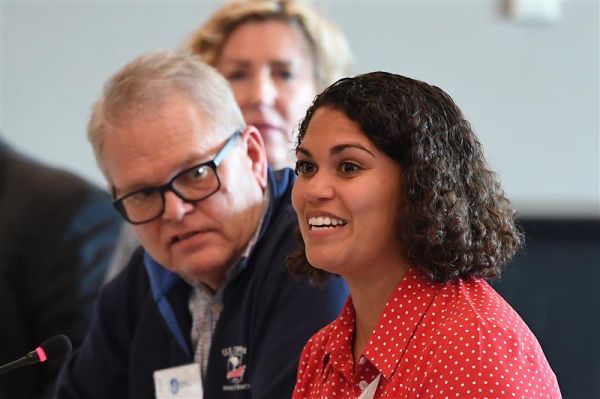 Ray Braun, president and CEO, NIC, and Kim Rustem, executive director of health equity strategy and innovation, CVS Health, participate in the Lab.