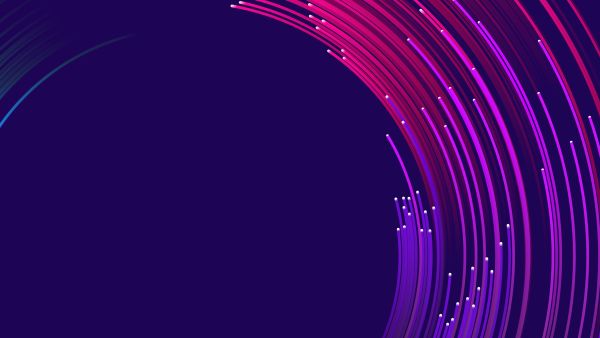 An abstract graphic of rounded lines forming a circle on a dark blue background. The lines are pink and blend into purple in an ombre circle, with just a portion of the circle showing on the screen. The graphic signifies the design of The Milken Institute's Global Conference 2025, an annual forum that brings together leaders from business, finance, and other fields to discuss economic and social issues.