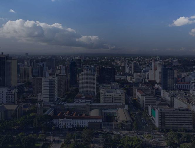 An aerial view of a downtown of a city