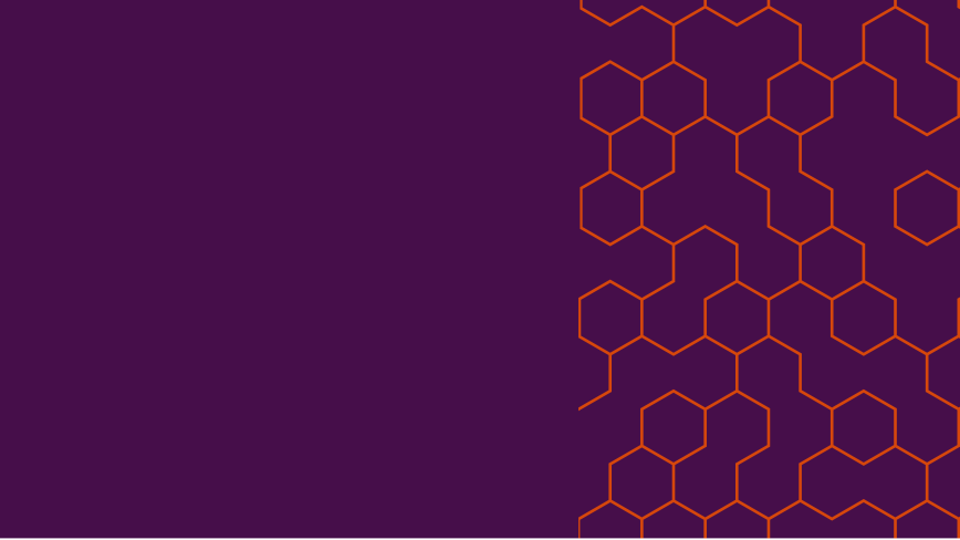 Orange hexagons on a purple background.