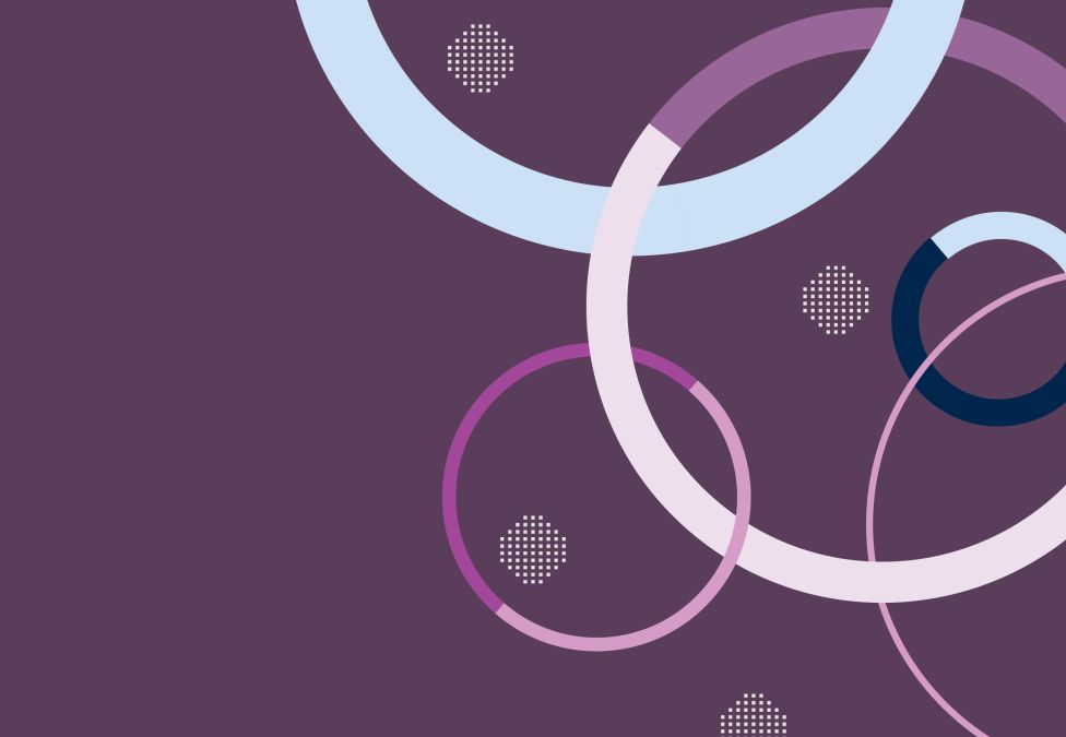 Abstract purple circles on the right on a purple background