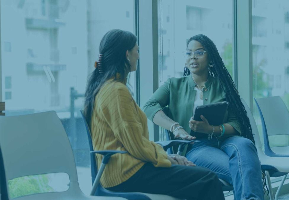 Two women talking