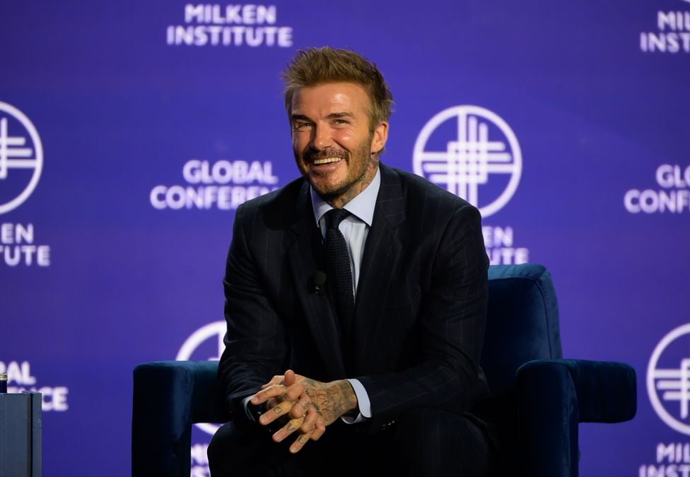 David Beckham speaking on a panel at Global Conference