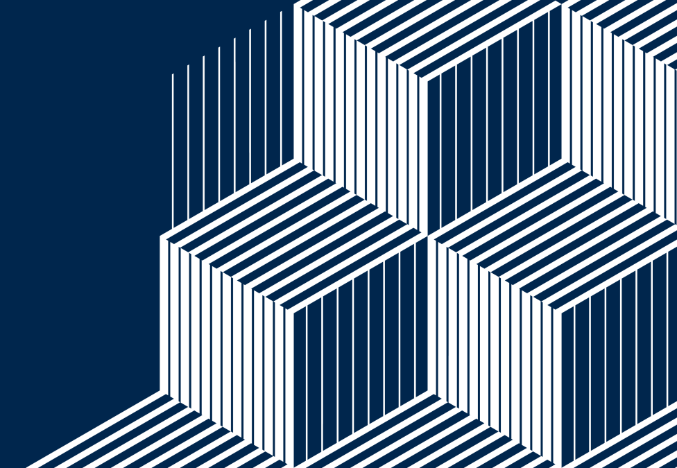 abstract gray and navy lines forming square steps on navy background